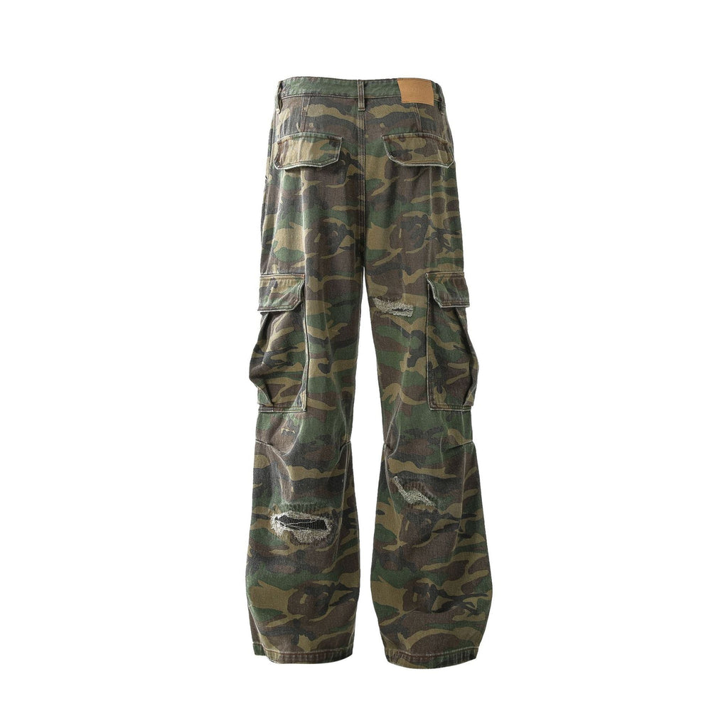 Fashion workwear jeans high street embroidery loose wide pants